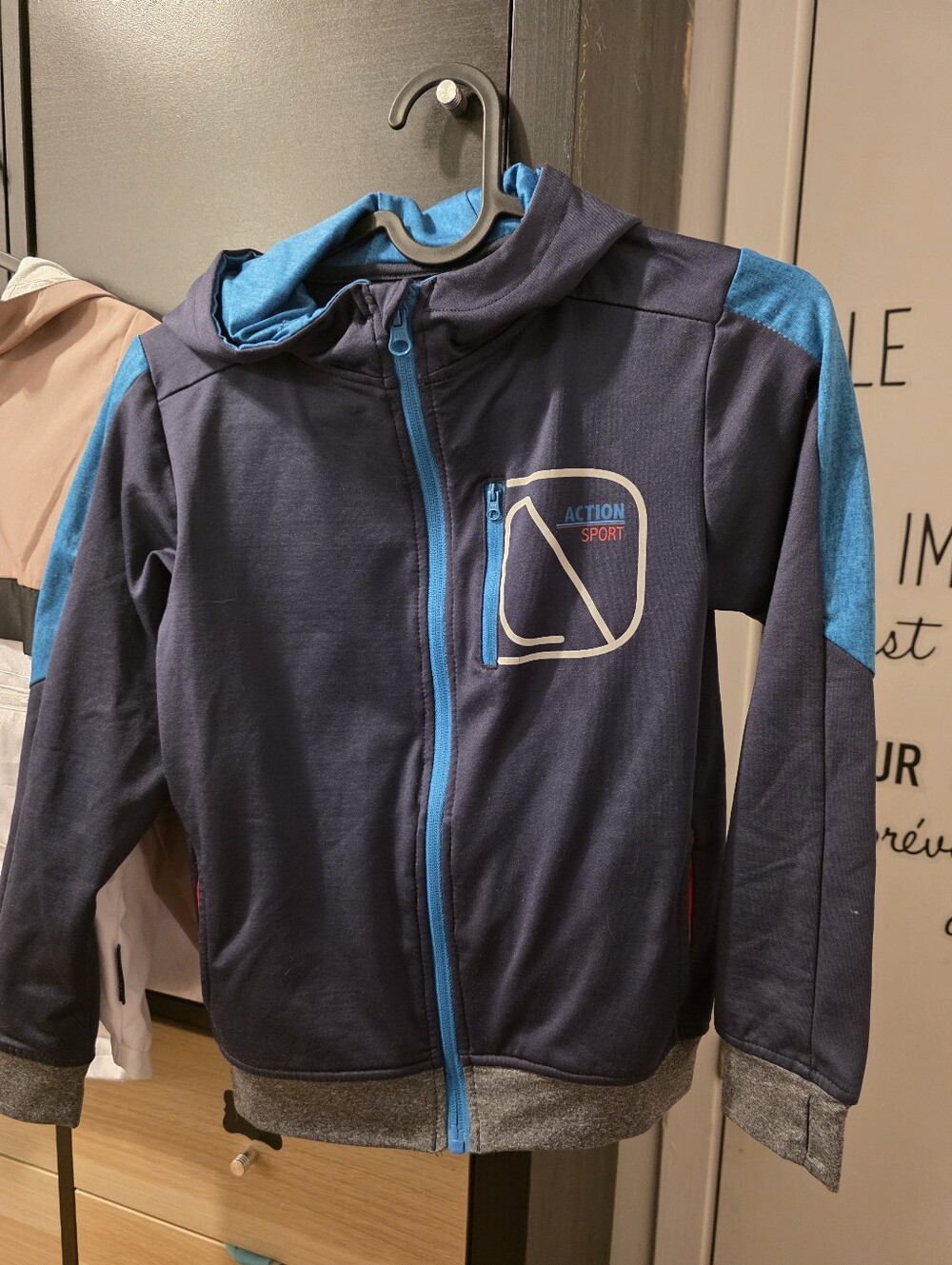 Nano Navy Hooded Jacket with Bright Blue Accents
